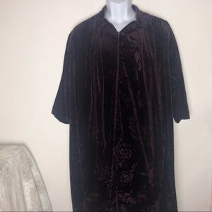 Jasmine Rose Robe Burgundy Red‎ Plush 3D Floral Women's Small